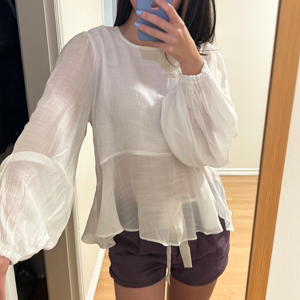 MINKPINK FLOWY WHITE BLOUSE